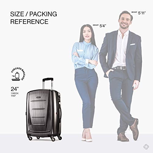 Samsonite Winfield 2 Hardside Expandable Luggage With Spinner Wheels, Checked-Medium 24-Inch, Charcoal #TOP1