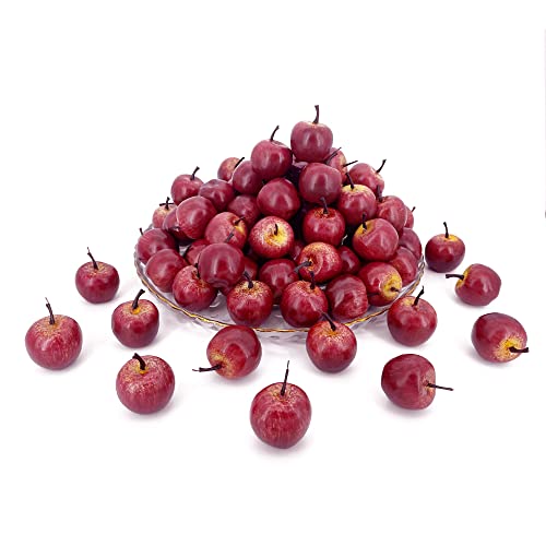 30 Piezas Mini Manzanas Artificiales, 1.3 Pulgadas Manzana roja Falsa Mini Frutas Manzanas simulación realistas para la Fiesta en casa Decoración del árbol Navidad Manzanas Accesorios fotografía Cover