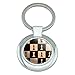 Chess Board Pieces Pattern Keychain Classy Round Chrome Plated Metal