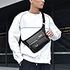 A-QMZL Mens Shoulder Bag Man Bags Men Business Crossbody Bags PU Leather Casual Handbags Side Satchel Messenger Bag for Working Shopping Travel Daily Use (Black1) #1