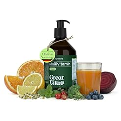 Multivitamin Mikronährstoffkonzentrat 60 Portionen – Saftkonzentrat mit Vitaminen aus Fruchtsaft & Pflanzenextrakten 300 ml | vegane Mikronährstoff-Komplex + Pumper & Dosierlöffel | GreatVita