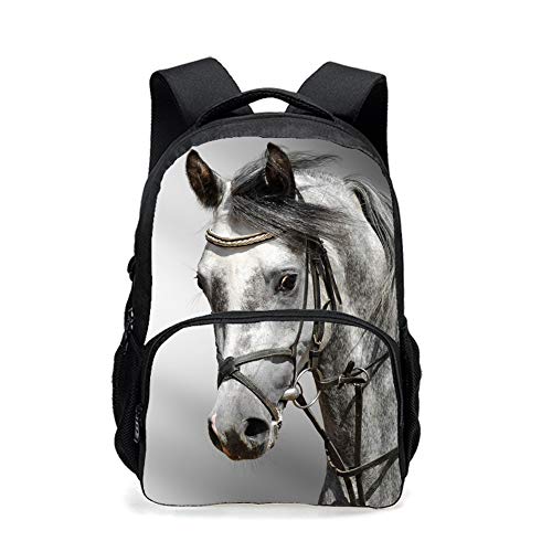 Mochila de viaje unisex clásica ligera mochila escolar, caballo, 17.5Inch Cover