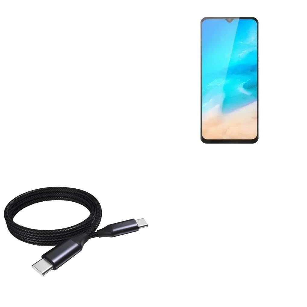 BoxWave Cable Compatible with Vortex V23 - DirectSync PD Cable (3ft) - USB-C to USB-C (100W), Type C Braided Charge and Fast Sync - Jet Black
