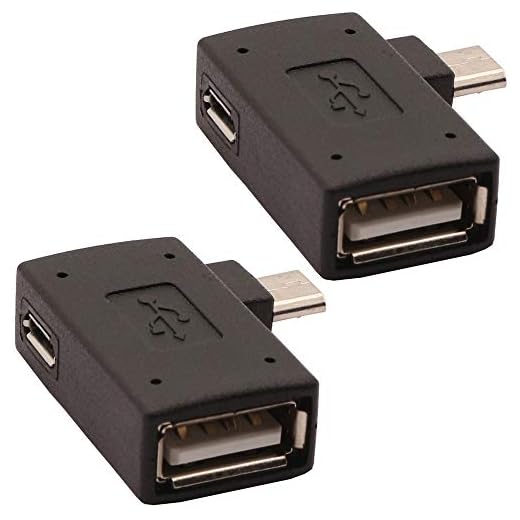 AuviPal 2-in-1 Powered Micro USB OTG Adapter 90 Degree Left Angled for PlayStaion Classic, Raspberry Pi Zero, Chromecast, Android Smart Phone or Tablet - 2 Pack