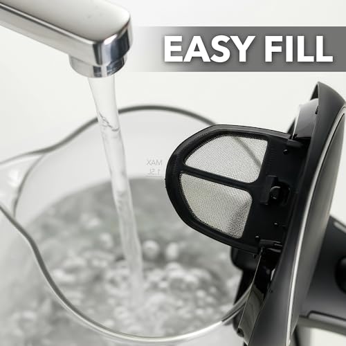 Image of OVENTE Electric Kettle, 1.5L Borosilicate Glass Countertop Water Heater and Boiler for Coffee or Tea, BPA-Free, Auto Shut-Off, Boil-Dry Protection, Removable and Washable Spout Filter, Black KG83B