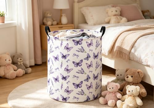 Image of Baby Laundry Hamper kids laundry Basket Waterproof Laundry Bag for Bedroom Clothes Organizer Room Decor(Butterfly)