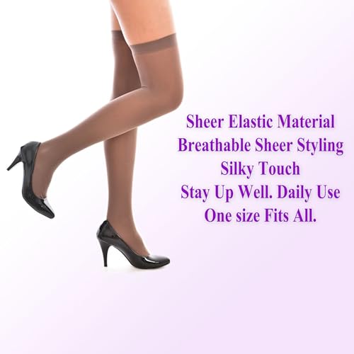 AWS/American Made 6 Pairs Women's Tear Free Nylon Over the Knee Sheer Socks 70 Denier2