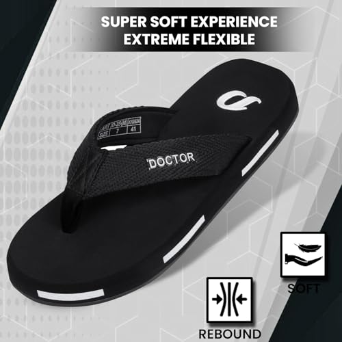 Image of DOCTOR EXTRA SOFT Men's Classic TPR Slippers with Cushion FootBed for Adult| Comfortabl &Light Weight|Stylish & Anti-Skid|Orthopedic Casual Durable Waterproof Everyday Dr.Flip Flops Gents & Boys D-35