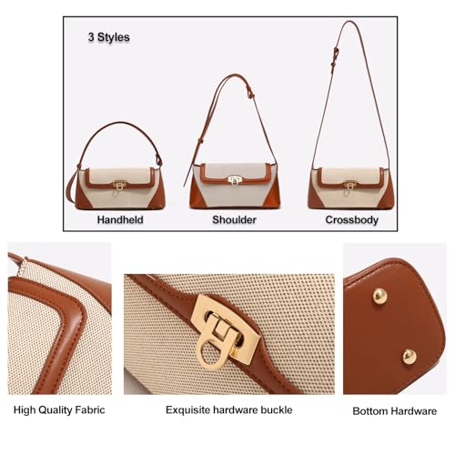 Image of Small Shoulder Bag for Women, Retro PU Leather Underarm Bag Top Handle Hobo Tote Clutch Handbag Purse with Buckle Closure