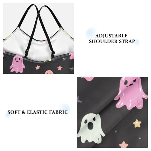 Girls Swimwear 3-10 Years One Piece Halter Swimsuit Halloween Ghost Beach Bathing Suit3