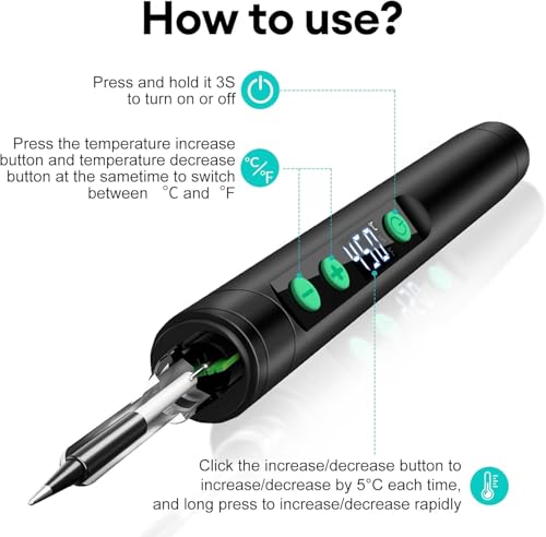Image of Diymore Cordless Soldering Iron Kit,Soldering Iron 8S Fast Heating 392-842℉,Auto Sleep,3 Precision Soldering Tips Type C interface wireless temperature adjustment Portable Soldering Irons with Stand