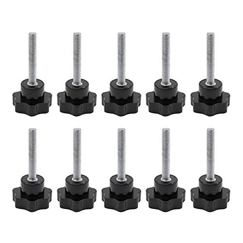 Lot de 10 boutons de serrage à filetage mâle M6 x 40 mm en plastique noir en forme d'étoile pour machines-outils Cover
