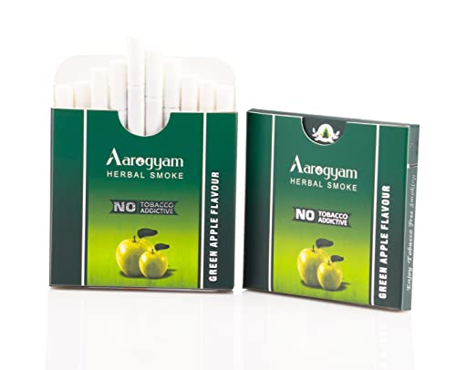 Aarogyam Herbals Cigarette 100% Tobacco & Nicotine Free Smoke, for Relieve  Stress & Mood Enhance Product for Smokers - (10 Sticks in Each Packet)  (Green Apple Flavour)