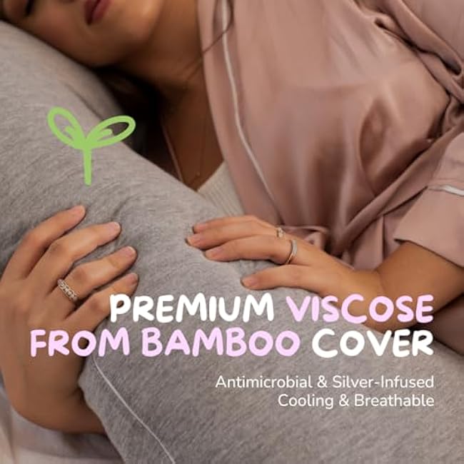Araluna Adjustable Memory Foam Pregnancy Pillow for Sleeping, U Shaped Full Body Maternity Pillow, Removable Cooling Viscose from Bamboo Cover