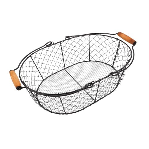 Cabilock Carbone in Metallo con Manici Cestino per Stufa e Cucina Organizer per Frutta e Portalegna Resistente e per