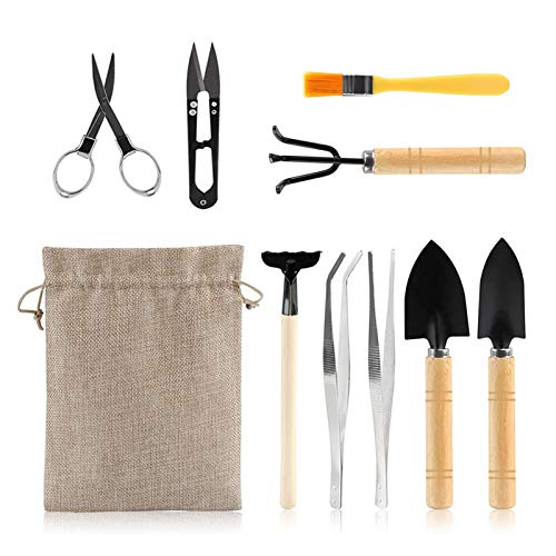 Garden Tools Set, 9Pcs/Set Heavy Duty Gardening Tools Kit Trowel Cultivator Hand Digging Weeder Rake Shovel with Ergonomic Handle Storage Bag for Men Women 9Pcs/Set