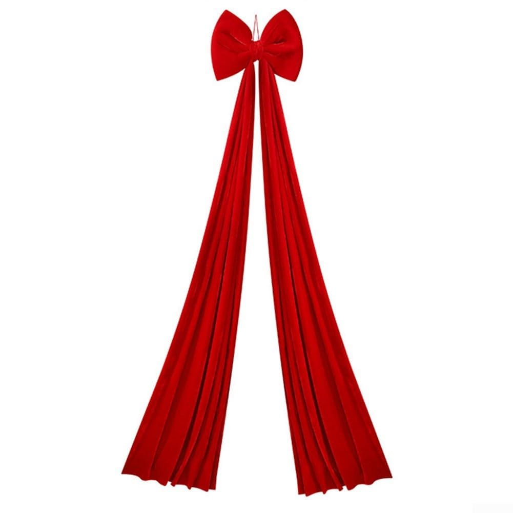 Weihnachts-Plüsch-Schleife, 40 x 200 cm, große Plüsch-Samt-Weihnachtsbaum-Schleife, hängende Verzierung für Feiertags-Girlande, Kränze, Tischdekoration und saisonale Heimdekoration (rot)