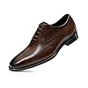 FRASOICUS Men’s Dress Shoes with Genuine Leather in Classic Brogue Elastic Band Oxford Formal Shoes for Men