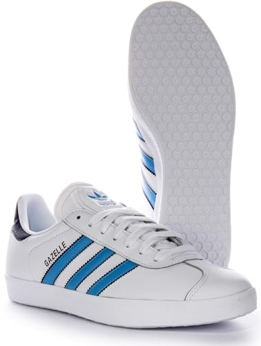 Image of adidas Men's Gazelle Sneaker, Cloud White /Semi Blue Burst /Night Indigo, Size 6