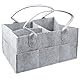 JJHXM 33×23×18cm Wickelkorb,Wickelorganizer,Windel Organizer,Tragbarer Wickeltisch Organizer,Faltbarer Filztasche Organizer mit Fächern,Robuster Filztasche,Windel Caddy Organizer Filztasche(Grau)
