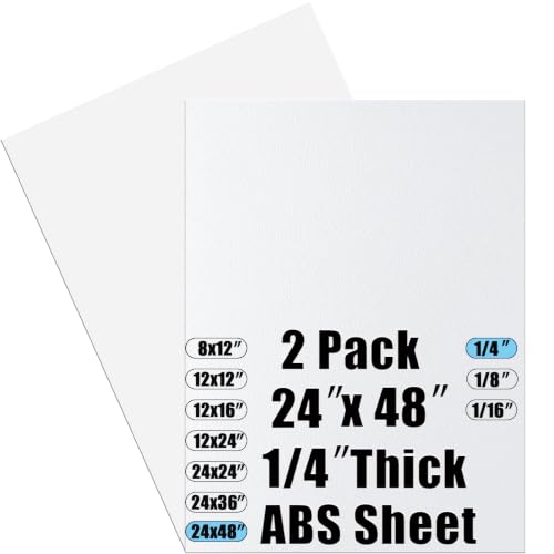 Image of ABS Plastic Sheet 1 /4 Inch Thick 24 x 48 (2-Pack),Two-Sided Heat Moldable Panel (Thermoplastic Textured Front & Smooth Back), White Thermoform Board Great for DIY Projects, Decor, Handcrafts