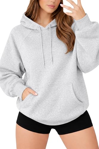 Re Tech UK - Women's Oversized Hoodie - Cozy Fleece Lined Pullover Hoodies for Women - Ladies Baggy Hoody Sweatshirts - Black, White, Pink, Grey, Navy - Plus (S, Light Grey)