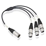 XLR 3 Way Splitter Cable, Devianl 1 Male to 3 Female XLR Split, Balanced Microphone 3 in 1 Cord Adapter Combiner, 2 FT