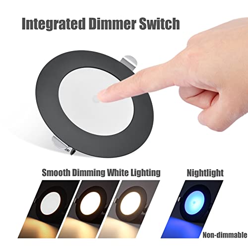 Rv Boat Recessed Ceiling Light, 12V Led Puck Light With Press Dimmer Switch, 12 Volt Dimmable Overhead Downlight For Camper Van Trailer Truck Interior Lighting, Flush Mount (Black/Warm White) #TOP1