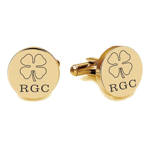 Mancuernillas personalizadas de oro trébol de cuatro hojas miniatura 3