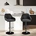 Yaheetech Bar Stools Set of 2, PU Leather Swivel Counter Height Barstools, Adjustable Bar Chairs with Backrest and Footrest, Kitchen Island Stool for Home Kitchen, Black