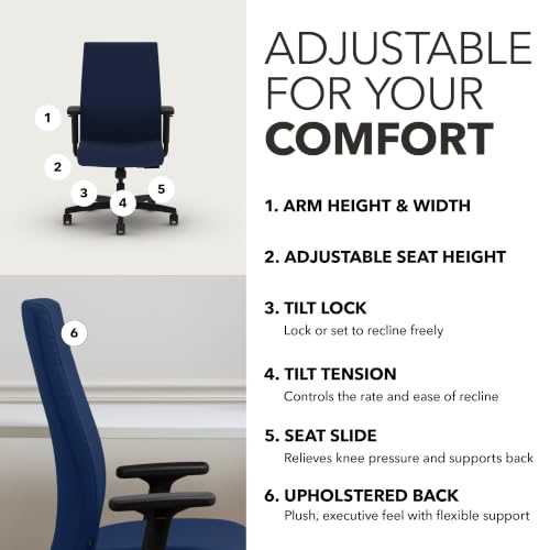 Image of HON Ignition 2.0 Ergonomic Office Chair, Lumbar Support, Desk Chair, Indigo
