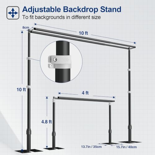 Image of EMART Backdrop Stand Heavy Duty 10x10Ft Double Crossbar Pipe and Drape