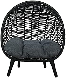B.U.STYLE Dog Beds for Medium Dogs, Elevated Bed for Dogs, Cats, Small and Medium Animals Outdoor- Indoor Used, Natural Soft and Comfortable Cushion, KD Legs, Black Color, Medium: 21L x 18W x 25H