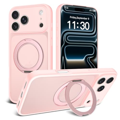 Image of Magnetic Case for iPhone 17 Pro Max With Magnetic Ring Stand, [Compatible with Magsafe] [Military Grade Drop Protection] Shockproof Phone Cover for iPhone 17 Pro Max Full Camera Protection 6.9 inch Pink