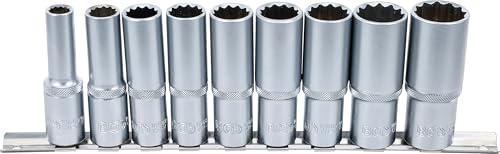 BGS 5253 | Juego de llaves de vaso 12 caras, largas | entrada 12,5 mm (1/2) | 10 - 24 mm | 9 piezas