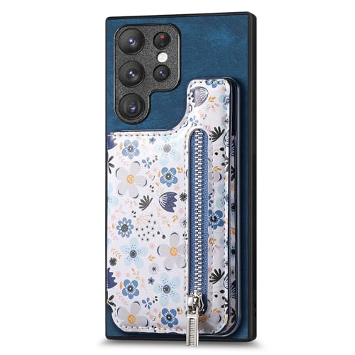 Protection Samsung S22 cuir bleu anti-choc qui remplace votre portefeuille
