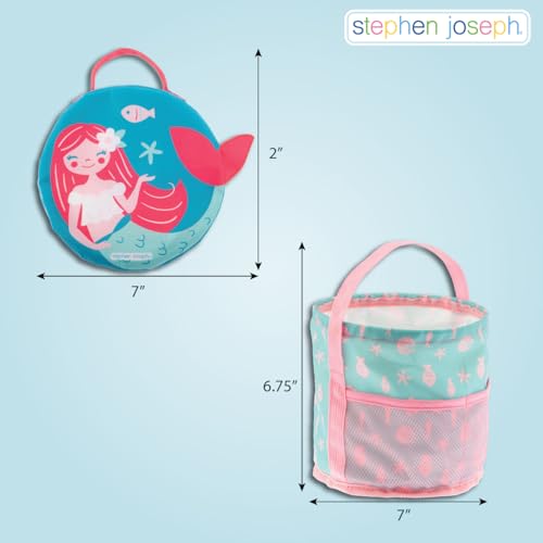 Stephen Joseph, Collapsible Beach Buckets for Kids, Foldable Sand Bucket, Shovels with Beach Bag Toys, Sand Pails for Toddlers Beach Toys, Family Beach Vacation, Mermaid by Stephen Joseph - Used condition - Image 2