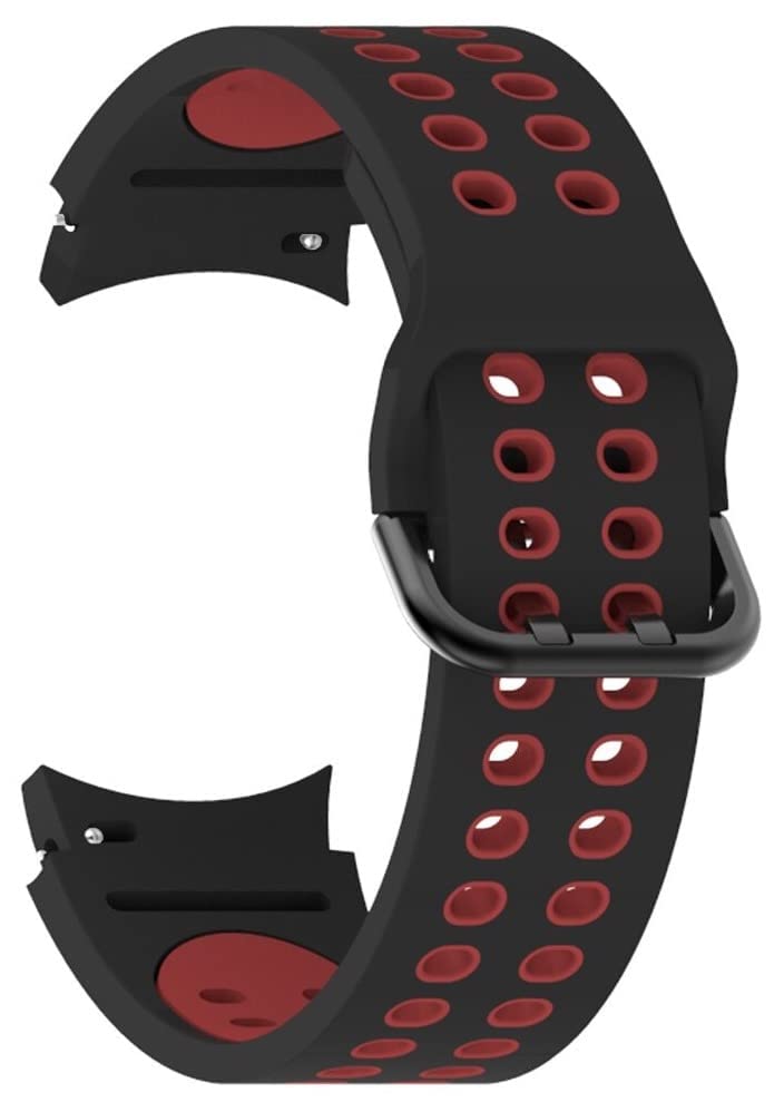Image of FOLX FAG05 Sport Sport Ni-ke Airhole Silicone Strap Compatible for Samsung Galaxy Watch 4 Band & Galaxy Watch 5 Band 44mm 40mm /Watch 5 Pro Bands 45mm /Galaxy Watch 4 Classic Bands 46mm 42mm,20mm Sport Strap Wristbands for Men Women Unisex (BLACK & RED)