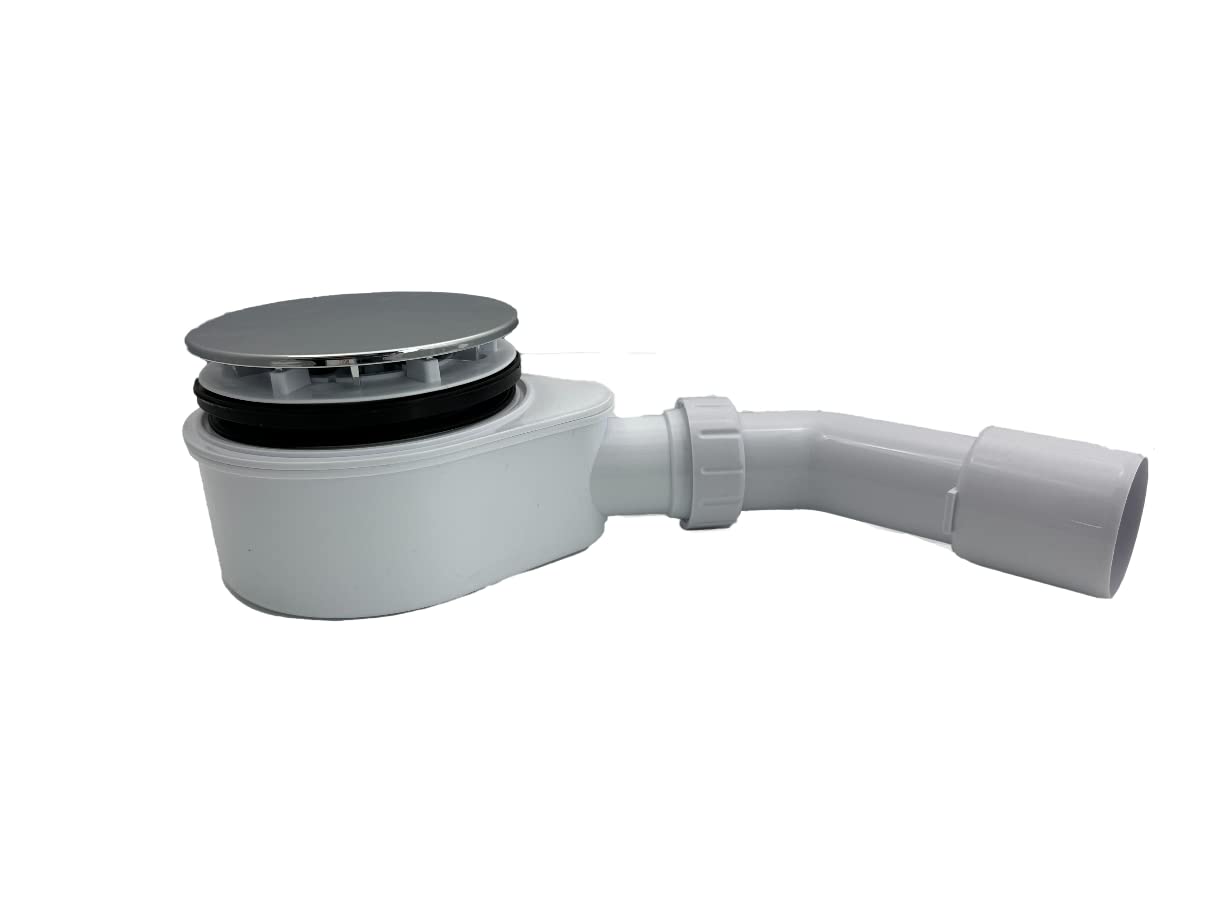 ECOLAM Garniture d'écoulement Siphon Bonde pour Receveur de Douche chromé Extra Plat 58 mm Siphon Ø 90 mm écoulement Jano 7302S