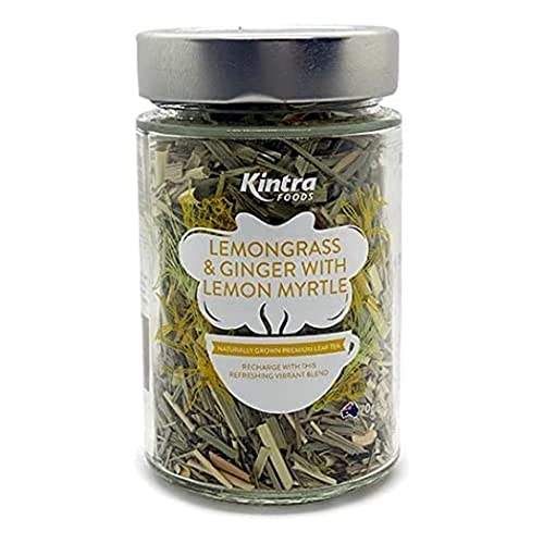 Kintra Foods Loose Leaf Lemongrass, Ginger & Lemon Myrtle Herbal Tea, 70g | Lemon & Ginger Herbal Loose Tea Made with Whole Leaves | Refreshing & Soothing Blend | Caffeine-Free, No Additives, No Sugar