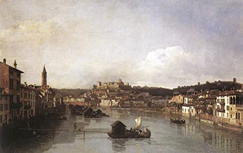 Toile vue de Vérone Bernardo Bellotto 60x90cm pour décoration murale de salon