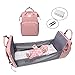 LIYGHFRTIO Mochilas para Pañales con Dos Correas de Cochecito, Multifuncional e Impermeable Plegable Maternal Pañalera de Bebés Bolso para Mamá con Cojín Esponja (Color:Rosa)