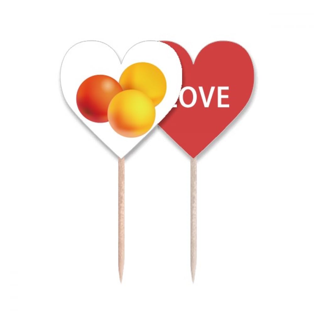 Cure-dents drapeau orange love heart motif pour décoration de cupcake et buffet de fête