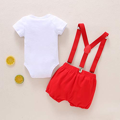 IBTOM CASTLE 1st Birthday Outfit For Boys Space Romper Suspenders Pants Gentleman First Birthday Cake Smash Suit3