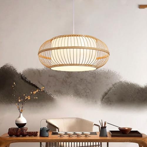 Suspension Wabi-Sabi en bambou tressé à la main, luminaire d'exception