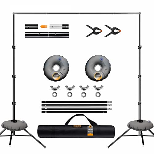 Hintergrundständer, Foto-Videostudio, 2.6x3 m, verstellbare Unterstützung, tragbarer Hintergrundständer, Partys oder Projektor-Leinwand mit 2 Wasserbeuteln, 3 Hintergrund-Clips und Tragetasche Cover