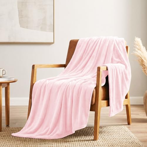 CozyLux Koc polarowy 220 x 240 cm, koc na łóżko 2-osobowe 240 x 220 cm, duży rozmiar narzuta na sofę, ciepły i miękki koc pluszowy, 220 x 240 cm różowy