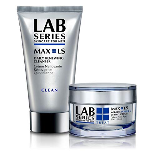 Lab Series Skincare for Men MAX LS Cleanse & Chisel Maximum Anti-Aging Set: 1.7 oz Age-Less Power V Lifting Cream + 5 oz Daily Renewing Cleanser ~ $135.00 VALUE