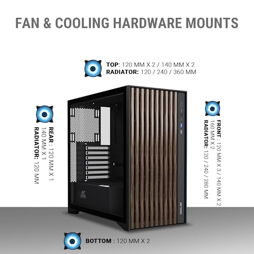 Image of Ant Esports Zen Wood C3 Mid-Tower Computer Case /Gaming Cabinet - Black | Support ATX, Micro-ATX, Mini-ITX