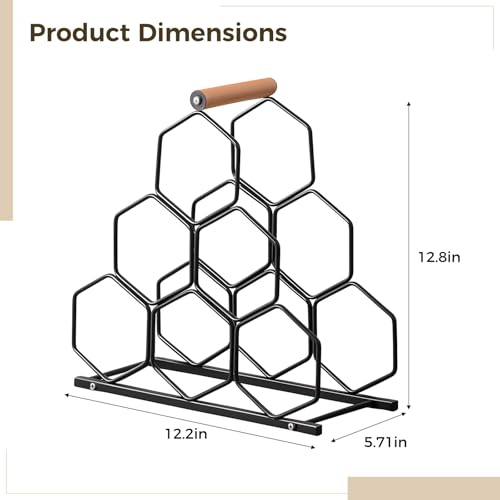 Soporte para 6 botellas diseño panal negro miniatura 5